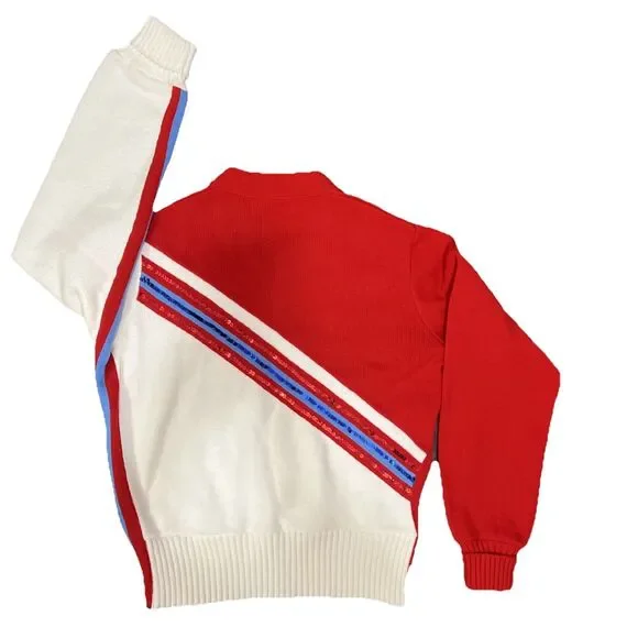 Vintage Cheer Sweater Sequins Team Mates Size S/M Red White Blue - Picture 5 of 5